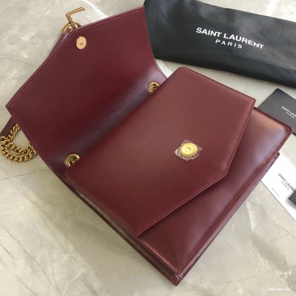 BURGUNDY LEATHER SULPICE MEDIUM YSL CHAIN BAG IN 0821